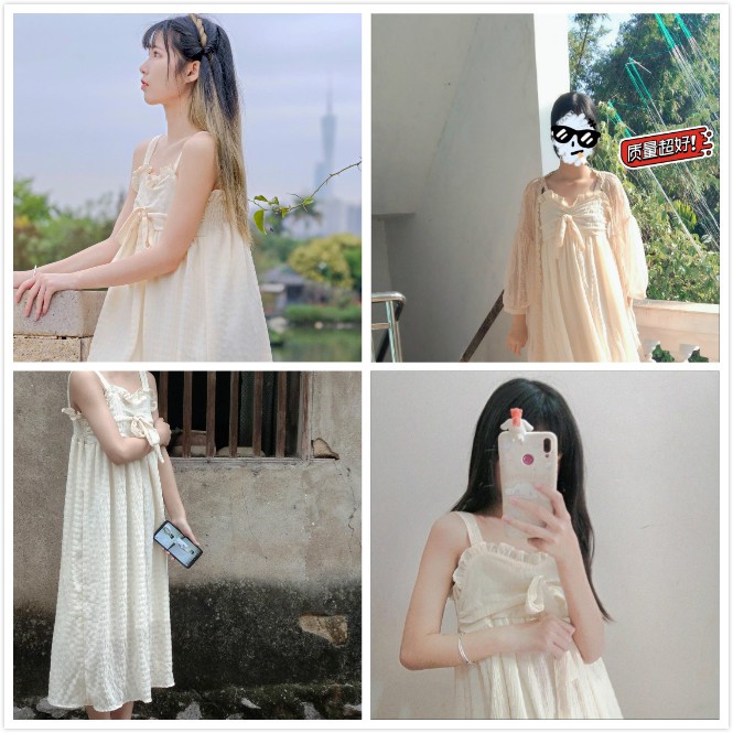 Women Bowknot Hollow Lace Long Dress + Long Sleeve Cardigan | BigBuy360 - bigbuy360.vn