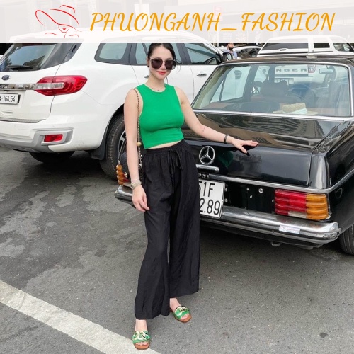 Quần ống rộng chất đũi lụa dáng xuông vải lạnh siêu mát quần ống suông