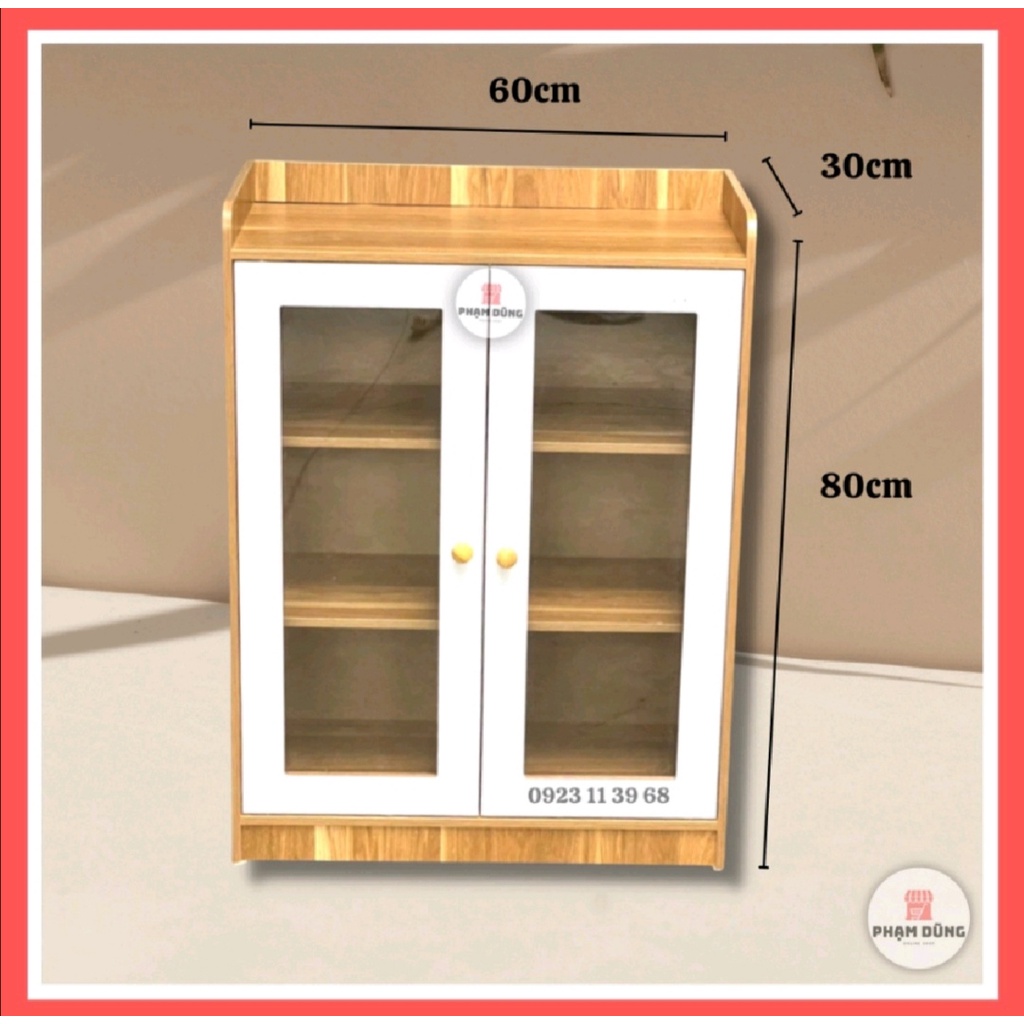 Tủ bếp gỗ đa năng. Cửa phối MIKA. Kích thước: R60 x C80 x S30cm. Gỗ MDF cao cấp.