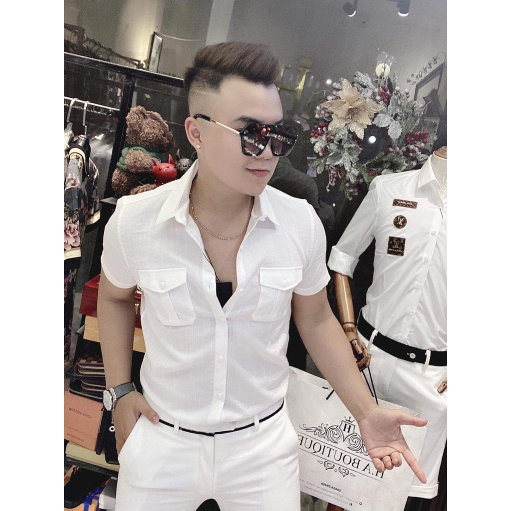 Áo đũi ngắn tay 2 túi, áo đũi nam cao cấp phong cách trẻ trung