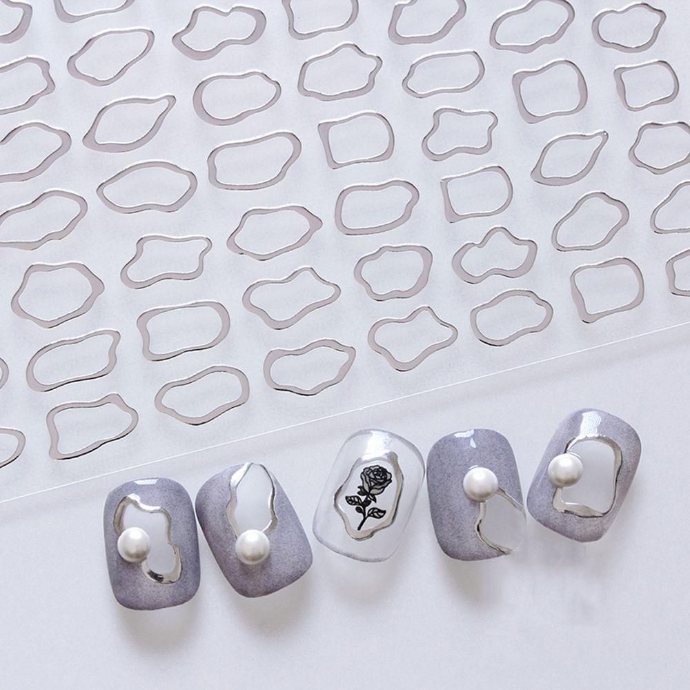 Miếng Dán Trang Trí Móng Tay DIY Tự Dính Họa Tiết Trái Tim Màu Đồng Phong Cách Hàn Quốc