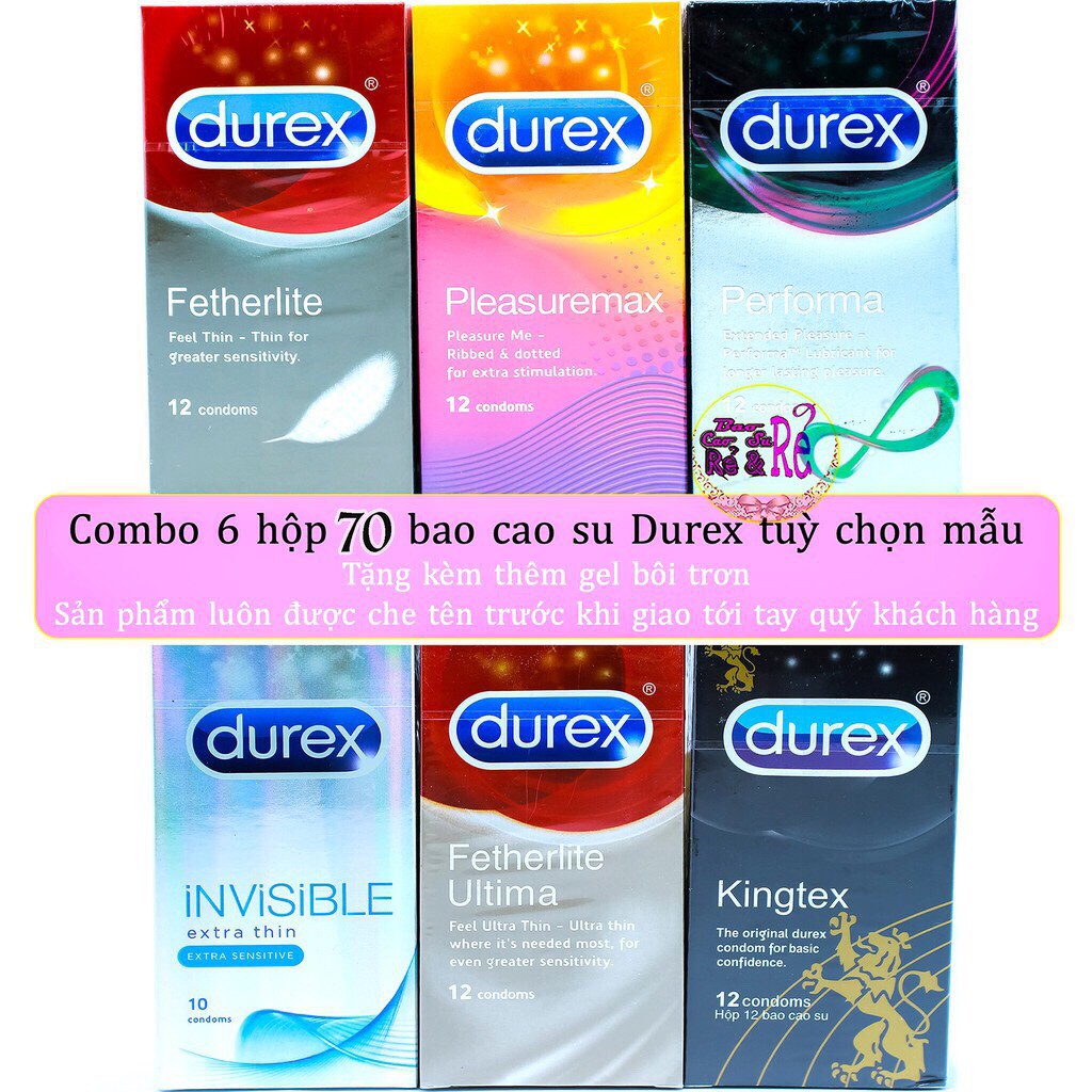 Combo 6 hộp 70 bao cao su DUREX tùy chọn