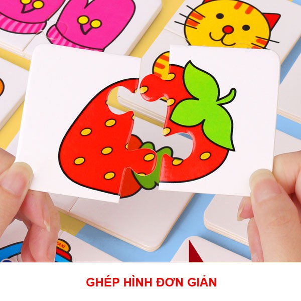 Bộ 16 thẻ ghép hình cho bé tập nhận biết