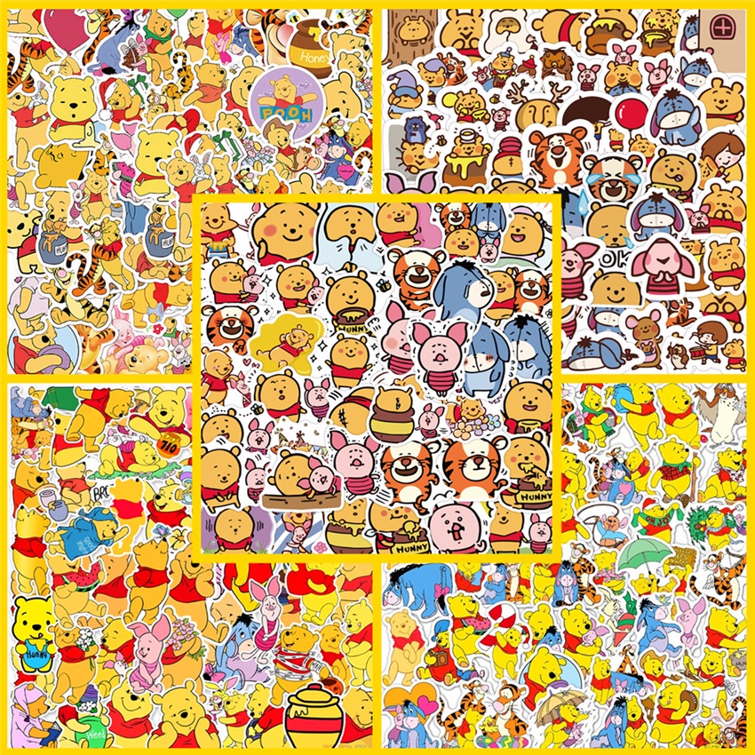 50 Cái / Bộ ❉ Gấu Pooh. Hình Dán Winnie ❉ Sticker Dán Tường Chống Thấm Nước Họa Tiết Doodle Hợp Thời Trang