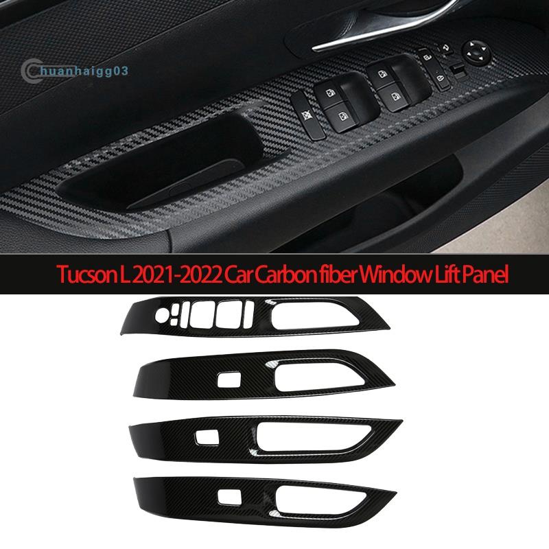 Car Carbon Fiber Pattern Window Lift Panel Car Interior Armrest Panel Glass Lift Switch for Hyundai Tucson L 2021-2022