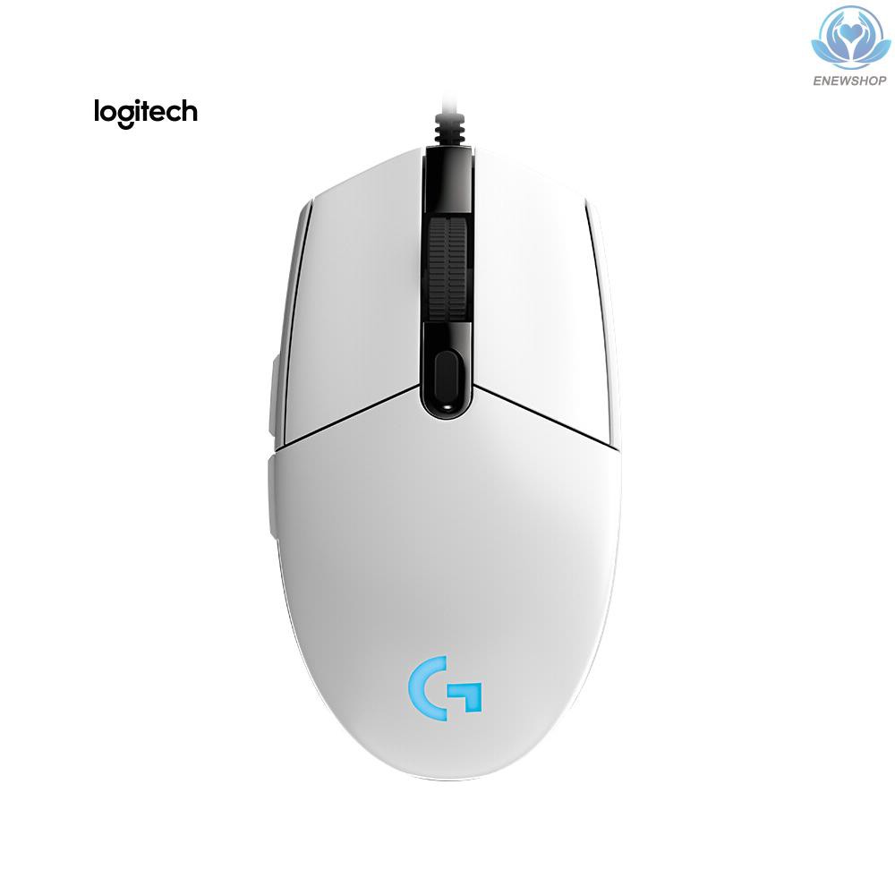 【enew】Logitech G102 Wired Gaming Mouse RGB Mice Optical 8000DPI 16.8M Color LED  Customizing 6 Programmable Buttons (White)