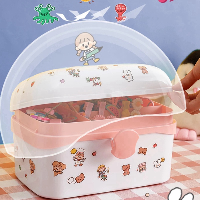 Hộp Đựng Dây Buộc Tóc / Kẹp Tóc Cỡ Lớn Bằng Cao Su Tiện Dụng Cho Bé Gái
