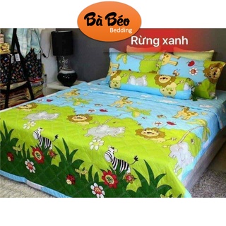 Trọn bộ chăn ga gối cotton poly hè thu 5 món set gồm 1 chăn hè + ga gối + áo gối ôm chất liệu cotton