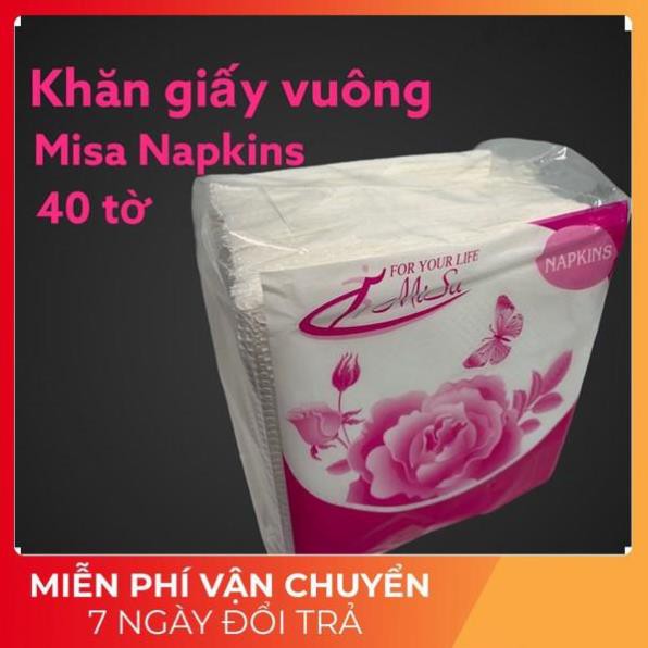 KHĂN GIẤY VUÔNG MISA NAPKINS HỒNG (40 TỜ) [chappho.comi]