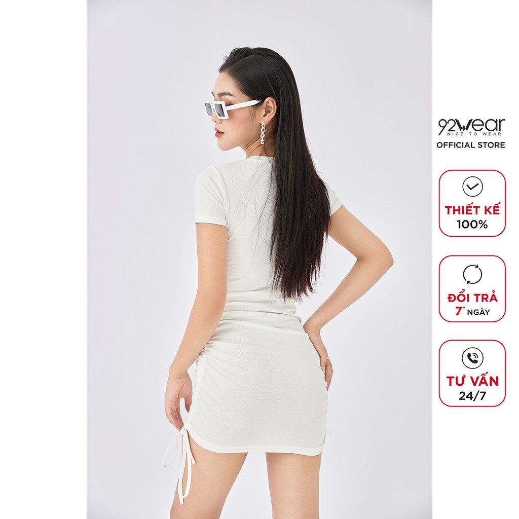 Đầm ôm body 92WEAR chất cotton co giãn tốt, trẻ trung, quyến rũ, tôn dáng DOW1168