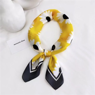 Khăn lụa vuông khăn choàng cổ lụa vuông in hoa 70x70cm