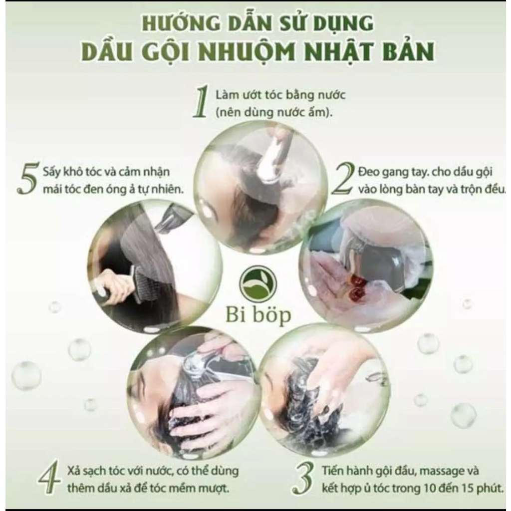 Dầu gội nhuộm tóc phủ bạc màu đen và nâu đẹp phủ bạc 100% không dính da đầu - BIBOP