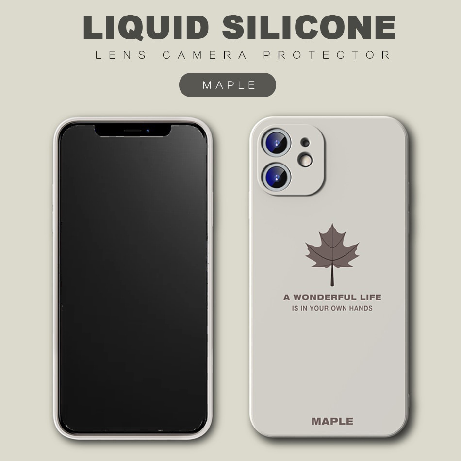 Ốp lưng iPhone 13/13 Mini/13 Pro/13 Pro Max/ 7/8Plus/XR/XS Max/11/X/XS/12/12Pro Max mẫu dẻo cạnh vuông  Lá Wonderful