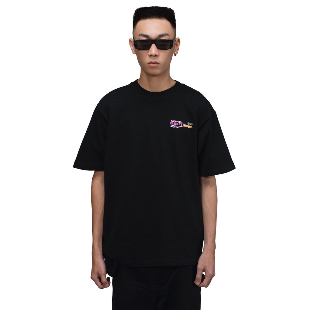 BEUTER JUXTAPOSED SUNSET GLOW LOGO BLACK T-SHIRT