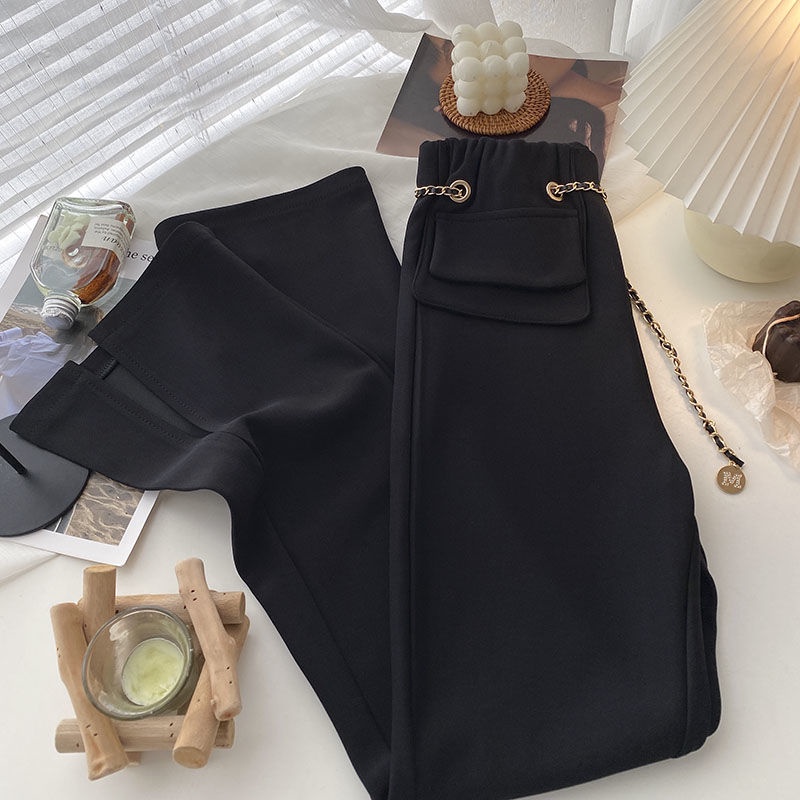 Quần Nữ Ống Loe Xẻ Tà Lưng Thun Phong Cách Mới