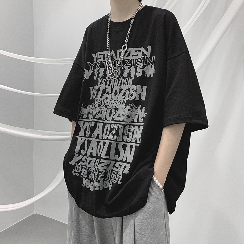 Áo thun tay ngắn thời trang thể thao hip hop gothic mùa hè nhật Bản 4 màu cỡ S-8XL cho nam