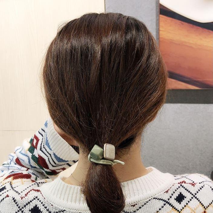 Dây buộc tóc đính pha lê hình vuông phiên bản Hàn cổ điển cho nữ C41