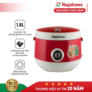 [HÀNG THANH LÝ] Nồi cơm điện Nagakawa NAG0101 (1.8 Lít) - Hàng chính hãng - Bảo hành 12 tháng - Màu đỏ
