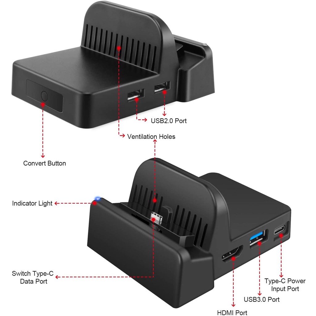 Đế dock sạc chuyển đổi video HDMI cho nintendo switch - Mini Portable Dock PG-NS1030