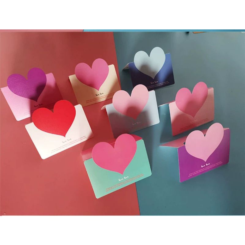 Thiệp trái tim mini 3D valentine tình nhân yêu thương chúc mừng ngày 8/3 14/2 20/10