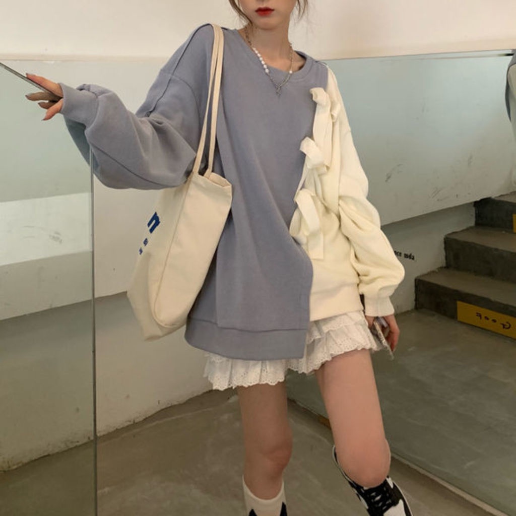 Áo sweater Tay Dài Phối Nơ Thiết Kế Mới Thời Trang Mùa Thu Đông Dành Cho Nữ