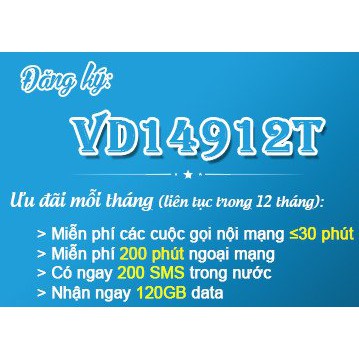 SIM VD14912T ĐẦU 08 VINAPHONE 4G – MIỄN PHÍ 4Gb DATA TỐC ĐỘ CAO & 30 PHÚT GỌI NỘI MẠNG/NGÀY