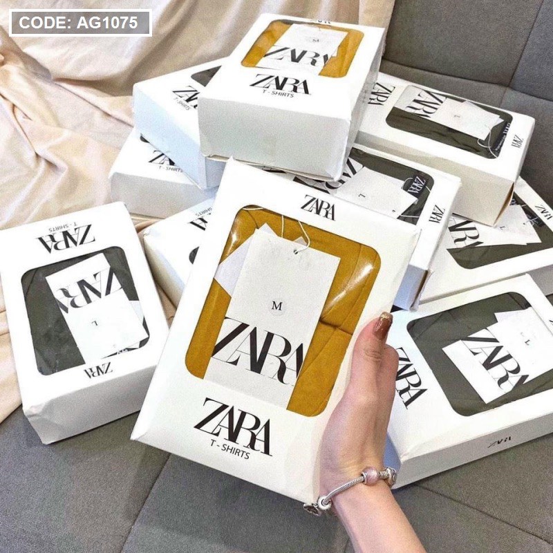 Set áo thun Zara cổ tim full box - full tag