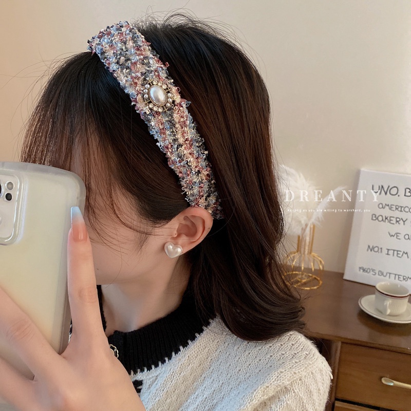 Băng Đô Cài Tóc Đính Hạt Ngọc Trai Thời Trang Thu Đông Cá Tính