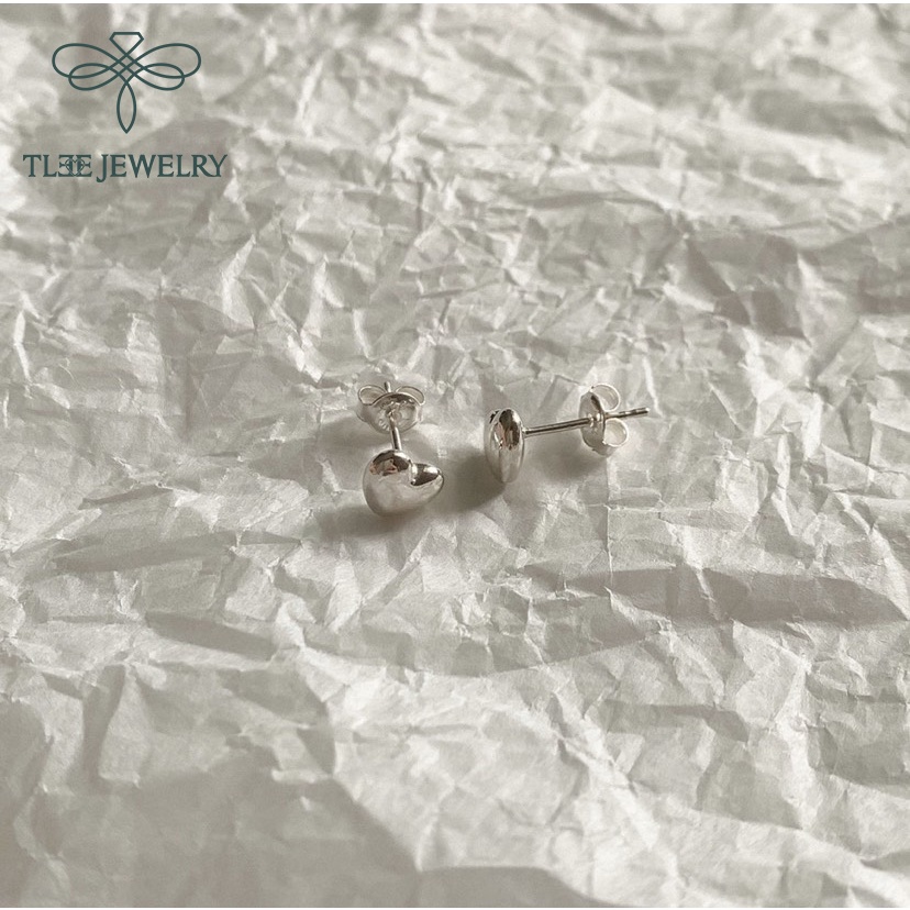 Khuyên tai bạc nữ TLEE bạc tim phồng đơn giản TleeJewelry B0169