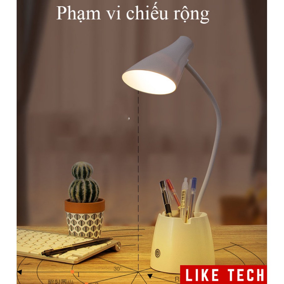 Đèn Bàn Học Đọc Sách LED Chống Cận 03 Chế Độ Ánh Sáng Bảo Vệ Mắt Có Hộp Bút Và Giá Để Điện Thoại