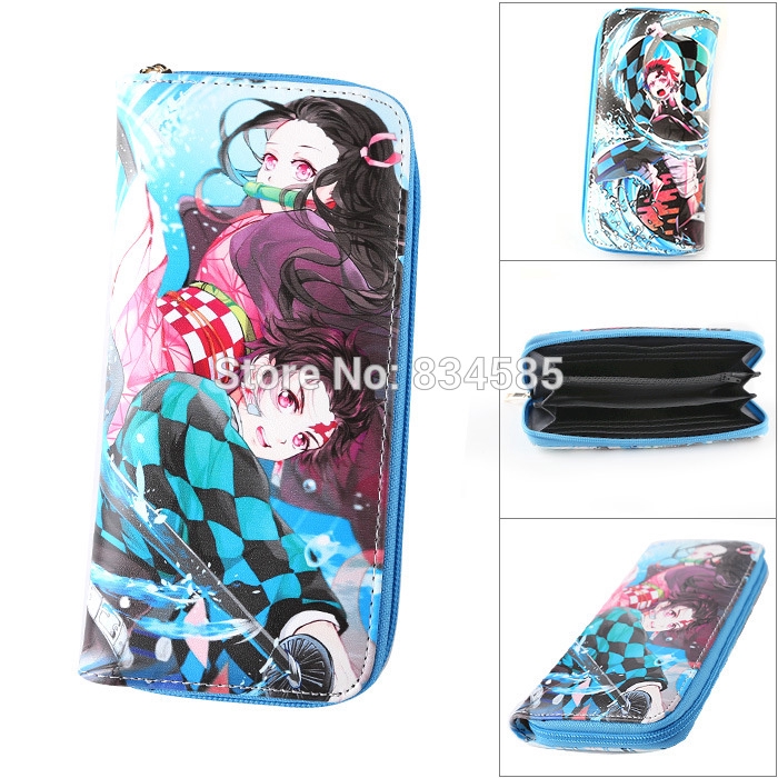 Ví da pu dáng dài in hình anime Nhật Bản Kimetsu No Yaaiba