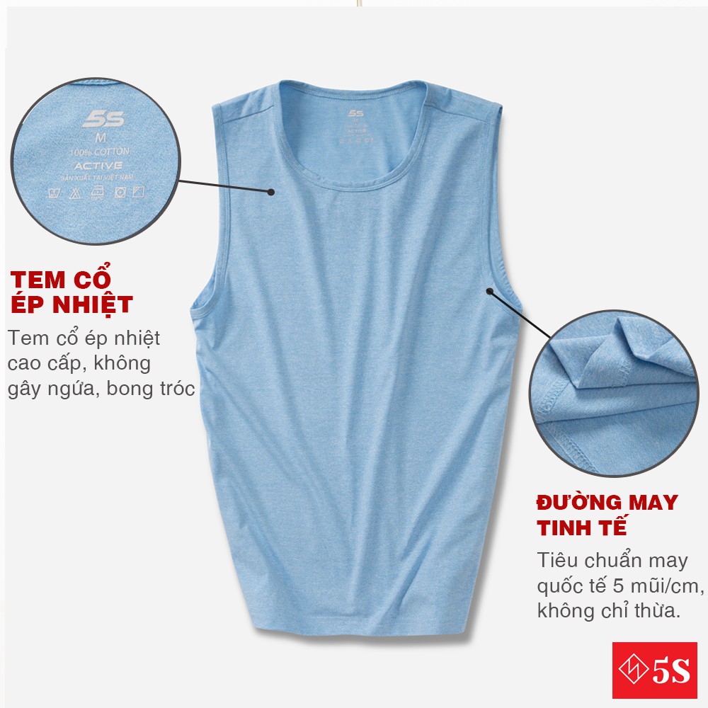 Áo Sát Nách Nam 5S (4 Màu), Chất liệu Premium Cotton Siêu Thấm Hút, Thoáng Mát, Vận Động Thoải Mái (ATT21023) | BigBuy360 - bigbuy360.vn