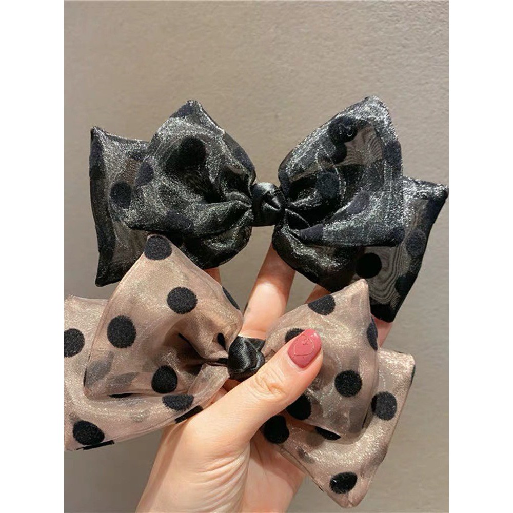 Kẹp tóc Minezo nơ chấm bi nhiều màu phong cách Hàn Quốc KT35