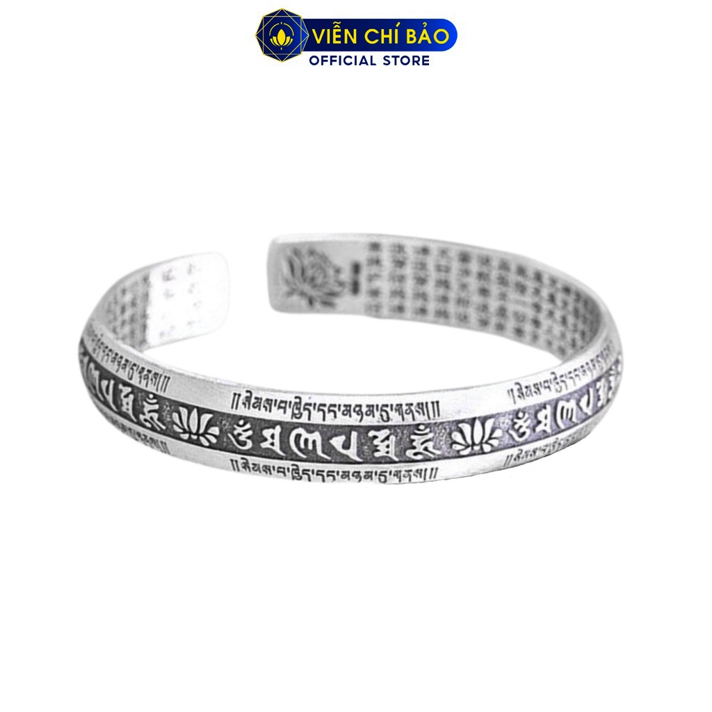 Vòng tay bạc nữ Lục tự đại minh Bát nhã tâm kinh bạc Thái 925 thời trang phụ kiện trang sức nữ Viễn Chí Bảo L100428x