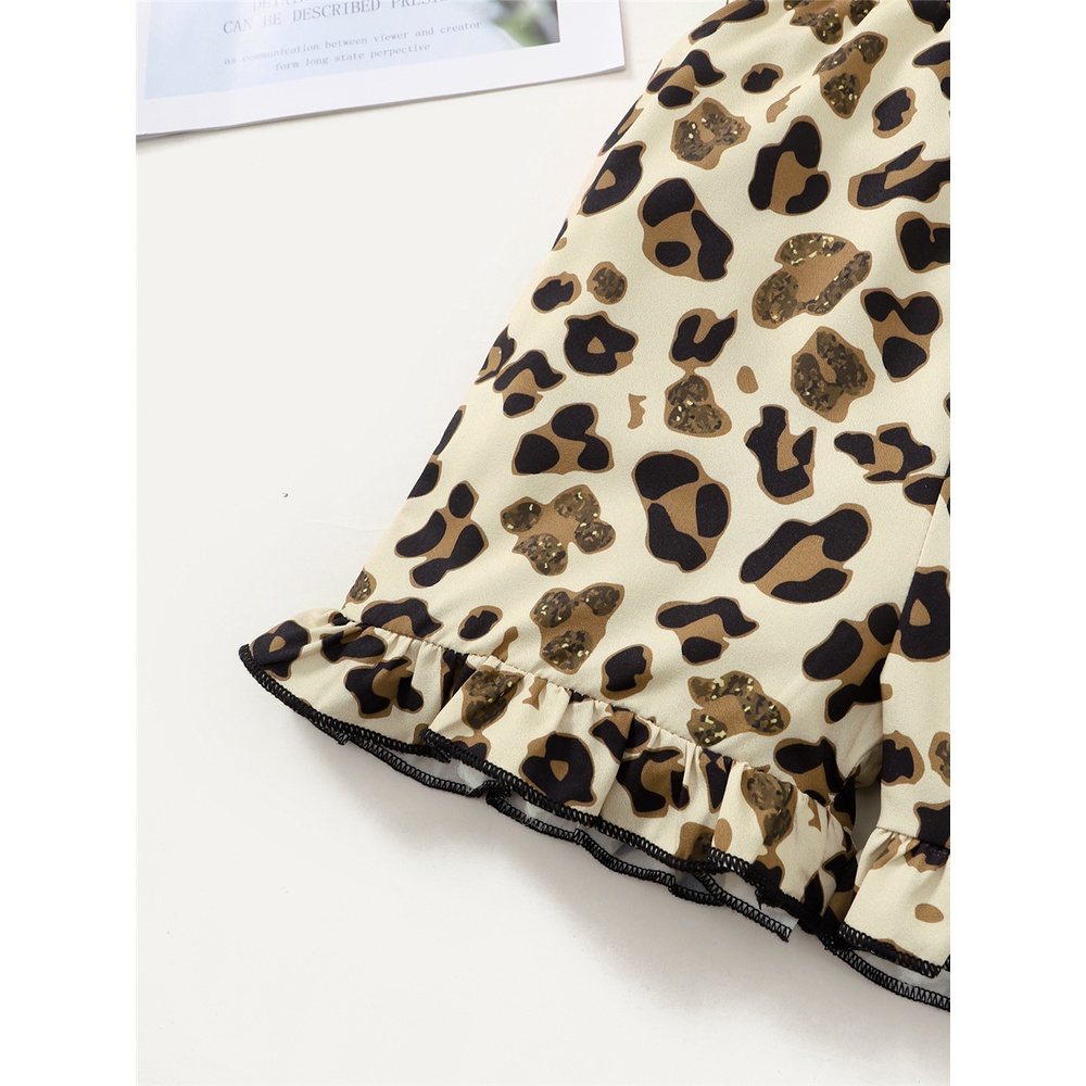 Áo liền quần MIKRDOO thiết kế hai dây họa tiết da báo cho bé gái 1-6 tuổi