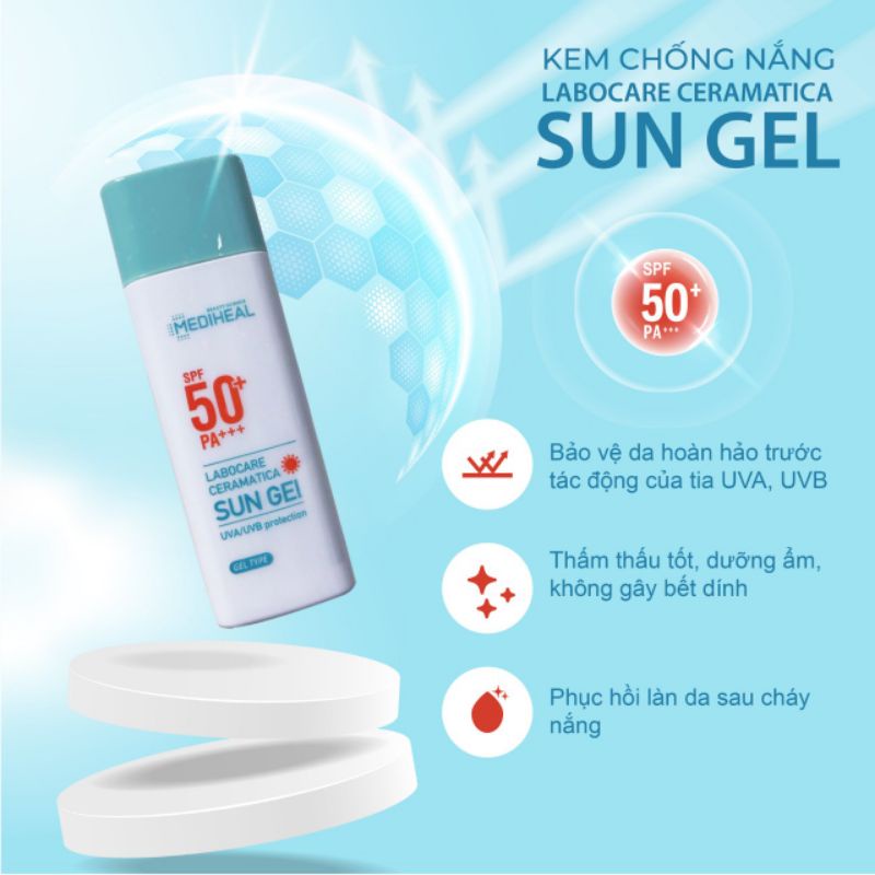 Gel chống nắng làm dịu da kích ứng Mediheal Labocare Ceramatia SPF 50+ / PA+++ fullsize 50ml