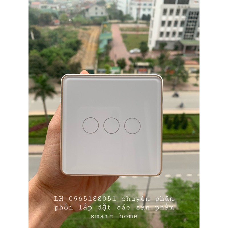 Công Tắc Cảm Ứng TUYA ZIGBEE 1.2.3.4 Nút VUÔNG Viền Vàng CAO CẤP TUYA