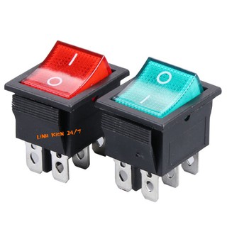 2 Công Tắc Bập Bênh 6 Chân Có Đèn