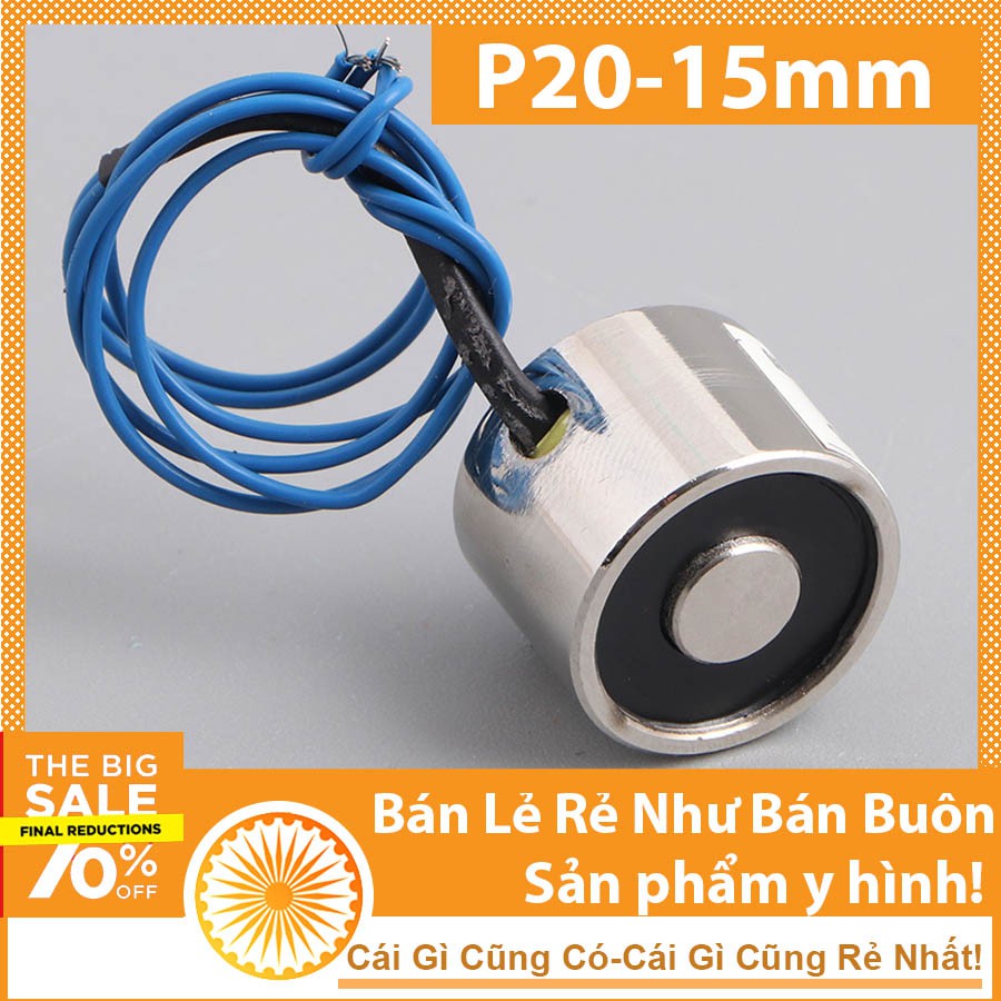 Nam Châm Điện P20-15mm 12-24V lực hút 2.5KG