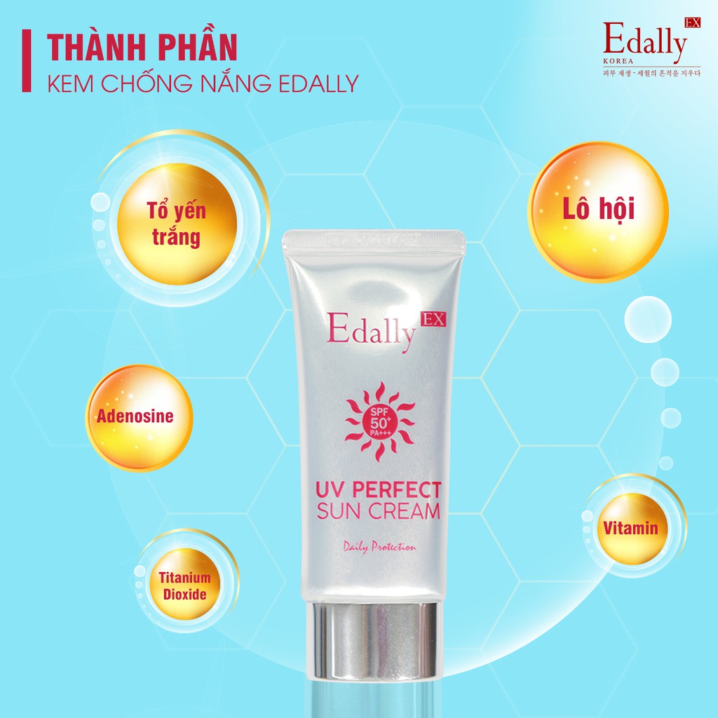 Kem chống nắng SPF50+PA+++ UV cho mọi loại da,dưỡng da dưỡng trắng ,bảo vệ khỏi tia uv Edally 60ml