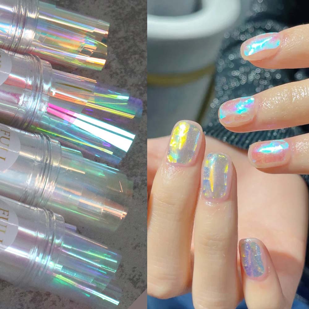 [Hàng mới về] Cuộn Giấy Kính Dán Móng Tay 1M Màu Laser Nhiều Màu Sắc Thời Trang