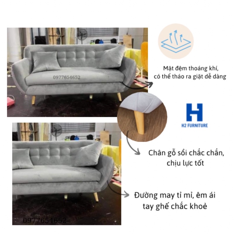 [FREESHIP HÀ NỘI] Ghế sofa nỉ H2 Furniture  bền đẹp khung gỗ chắc chắn chịu lực lớn sofa phòng khách, phòng ngủ | BigBuy360 - bigbuy360.vn