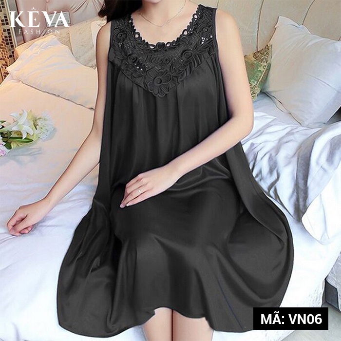 Váy ngủ nữ lụa satin cao cấp - Thương hiệu Keva - Mã VN06