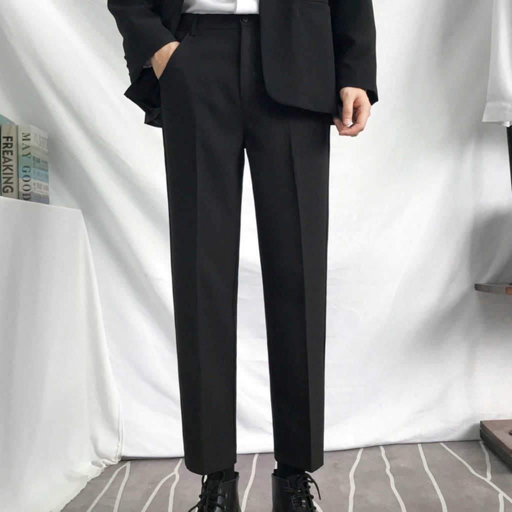 [[ Nhìn Là Mê ]]   Quần Tây Baggy Nam Màu Đen Ống Rộng Phong Cách Hàn Quốc Vải Co Giãn, Không Xù  T-05 | BigBuy360 - bigbuy360.vn