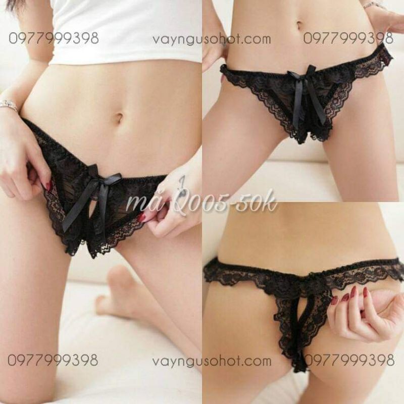 quần lót nữ quần xẻ đáy không đũng ren hoa sexy gợi cảm