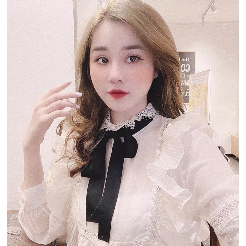⚡️Áo SƠ MI BÁNH BÈO⚡️áo sơ mi trắng kiểu xếp ly ren ngực