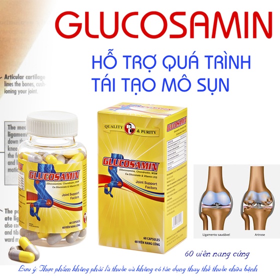 Glucosamin-Viên uống hổ trợ xương khớp, Bổ xương khớp, Viêm khớp ,Đau khớp và Chống thoái hoá khớp (60 viên)