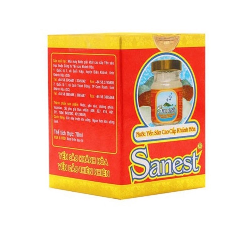 Nước yến sào cao cấp khánh hòa Sanest không đường ổn định thần kinh tăng cường trí nhớ làm mờ vết nám- lọ 70ml | BigBuy360 - bigbuy360.vn