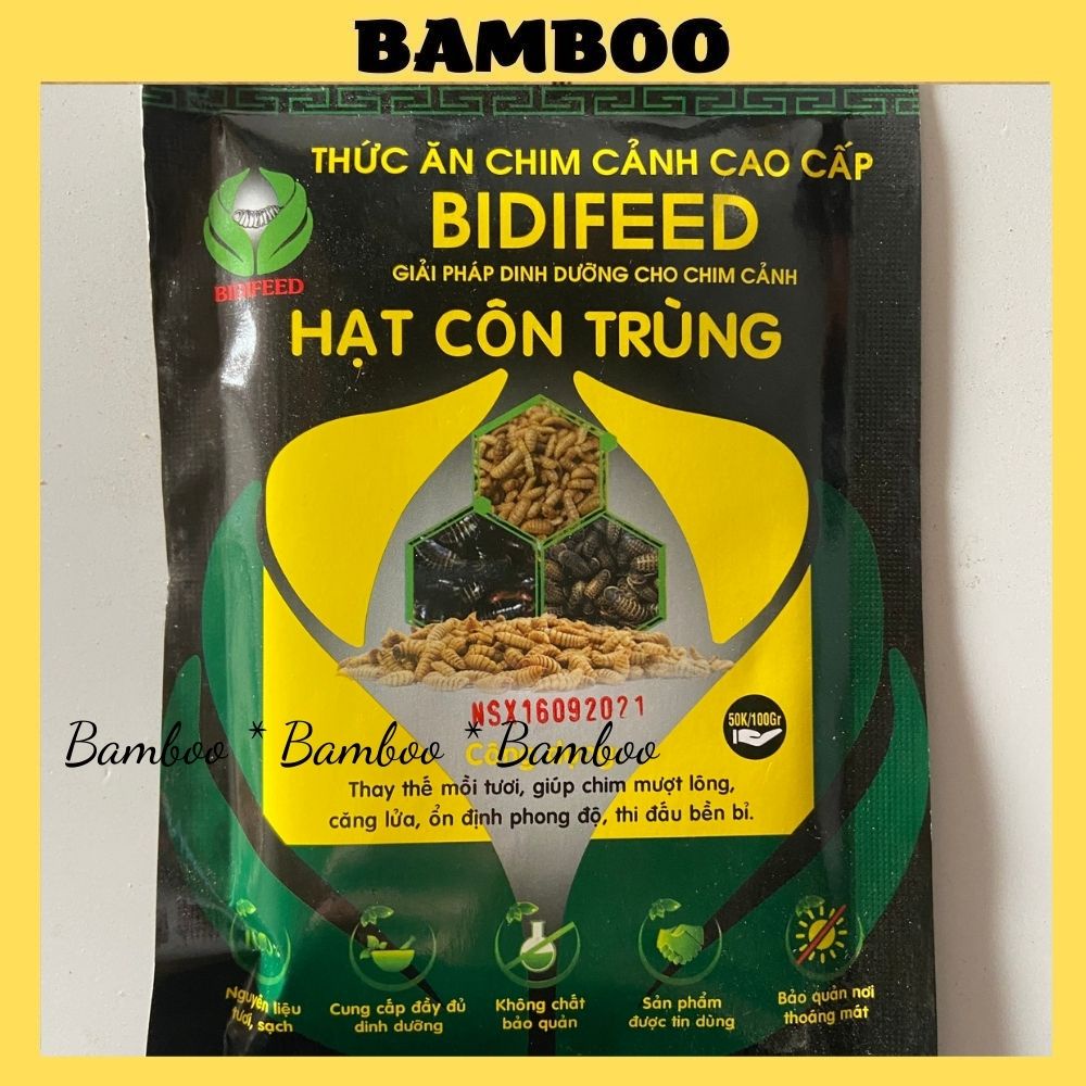 Hạt côn trùng Bamboo thức ăn dinh dưỡng thay thế mồi tươi dành cho chim gói 100gram hãng BIDIFEED