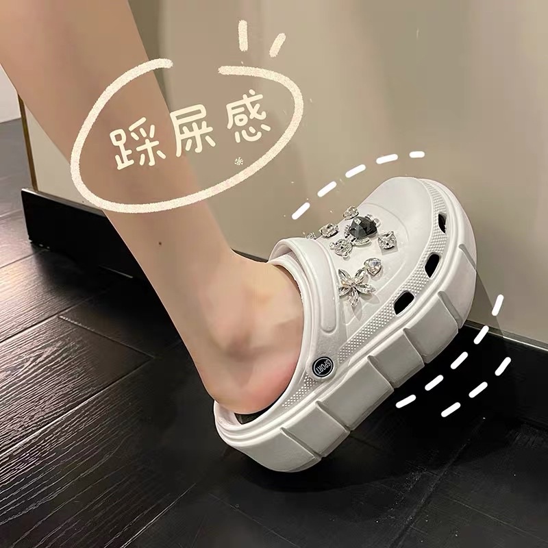 Giày dép sục crocs độn đế kèm sticker